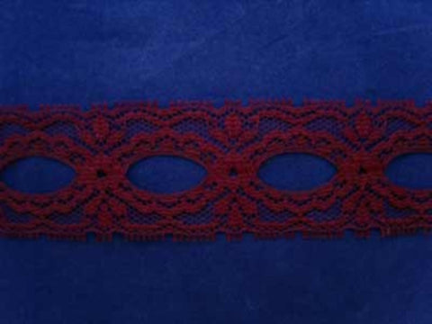 L259 35mm Burgundy Eyelet or Knitting In Lace - Ribbonmoon