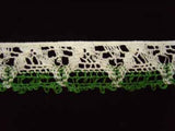 L289 36mm Natural and Deep Emerald Green Flat Lace - Ribbonmoon