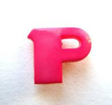 B7072 Letter P Alphabet Shank Button Shocking Pink - Ribbonmoon