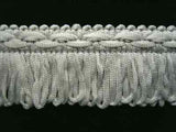 FT765 32mm Pale Grey Looped Fringe on a Decorated Braid - Ribbonmoon