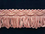 FT241 25mm Dusky Azalea Pink Looped Fringe on a Decorated Braid - Ribbonmoon