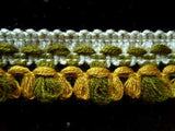 FT1017 25mm Natural White, Deep Moss and Old Gold Braid Trimming - Ribbonmoon