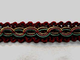FT1001 13mm Burgundy-Honey-Petrol -Dusky Pink Corded Gimp Braid