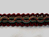 FT1001 13mm Burgundy, Honey, Petrol and Pink Gimp Braid - Ribbonmoon