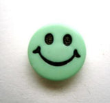 B15973 15mm Mint Green and Black Smiley Face, Novelty Shank Button - Ribbonmoon