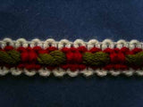 FT1294 17mm Stone Beige-Cardinal Red-Moss Green Woven Braid Trimming