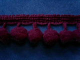 FT1767 20mm Maroon Pom Pom Bobble Fringing - Ribbonmoon