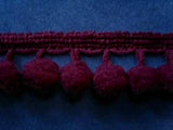 FT1767 20mm Maroon Pom Pom Bobble Fringing - Ribbonmoon