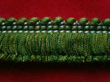 FT1674 22mm Cypress and Moss Green Cut Ruched Fringing - Ribbonmoon