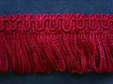 FT754 35mm Deep Cardinal Wine Looped Fringe on a Decorated Braid - Ribbonmoon