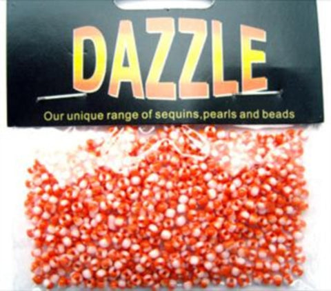 BEAD38 2mm Orange and White Glass Rocialle Beads, size 8/0 - Ribbonmoon