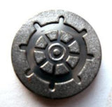 B7749 20mm Gun Metal Gilded Poly Shank Button, Ship Wheel Design - Ribbonmoon