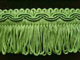 FT1007 4cm Apple Greens Looped Fringe on a Decorated Braid - Ribbonmoon