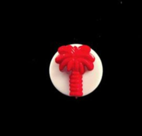 B14128 12mm Matt Red Palm Tree Design Novelty Shank Button - Ribbonmoon