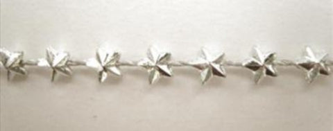 PT110 5mm Metallic Silver Star Strung Pearl / Bead String Trimming - Ribbonmoon