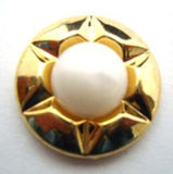 B14771 21mm Pearl white and Gilded Gold Poly Shank Button - Ribbonmoon