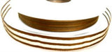 R7417 10mm Mid Brown Satin and Sheer Striped Ribbon by Berisfords - Ribbonmoon