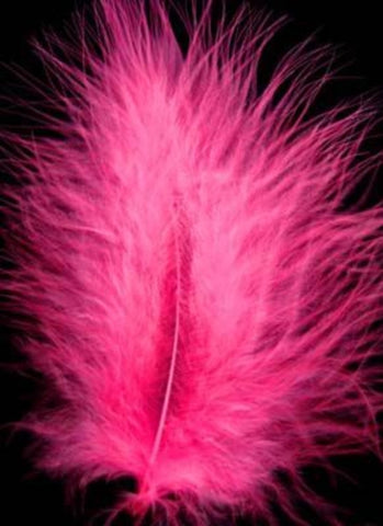 MARAB30 Fluorescent Pink Marabou Feathers, 20 per pack. 10cm x 15cm approx - Ribbonmoon