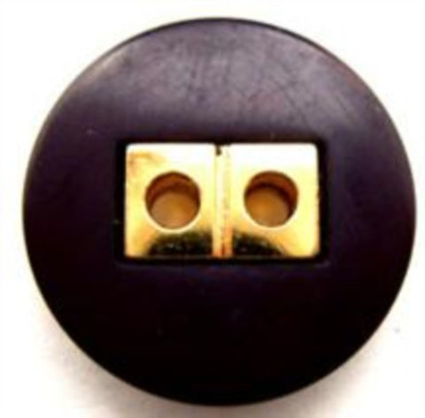 B15158 22mm Deep Blackberry and Gilded Gold Poly 2 Hole Button - Ribbonmoon