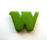 B7108 16mm Letter W Alphabet Shank Button Green