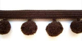 FT2069 25mm Dark Brown Pom Pom Bobble Fringe - Ribbonmoon