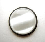 B16325 17mm Pearlised White Shank Button with a Black Rim - Ribbonmoon