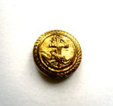 B9975 14mm Antique Gold Gilded Poly Shank Button, Anchor Design - Ribbonmoon