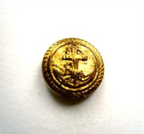 B9975 14mm Antique Gold Gilded Poly Shank Button, Anchor Design - Ribbonmoon