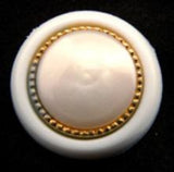 B14801 21mm Pearl, White and Gilded Gold Poly Shank Button - Ribbonmoon