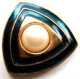 B8945 22mm Pearl Domed Centre, Gilded Gold and Blue Shank Button - Ribbonmoon