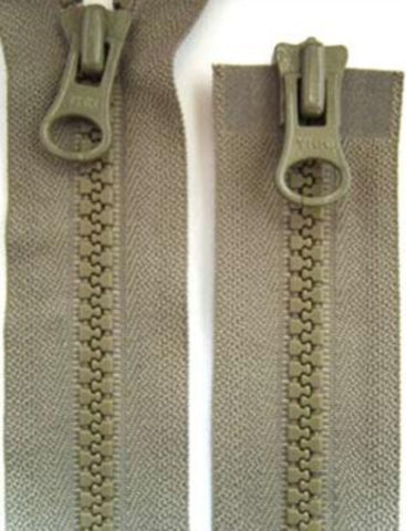 Z2672 76cm Grey Green YKK Double Ended Zip, Chunky Moulded Teeth No.6 - Ribbonmoon