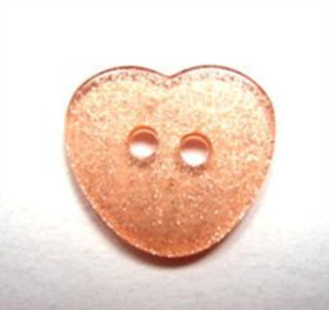 B15661 17mm Glittery Shimmer Apricot Love Heart Shape 2 Hole Button - Ribbonmoon