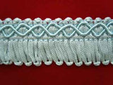 FT307 21mm Sky and Saxe Blue Looped Fringe on a Decorated Braid - Ribbonmoon
