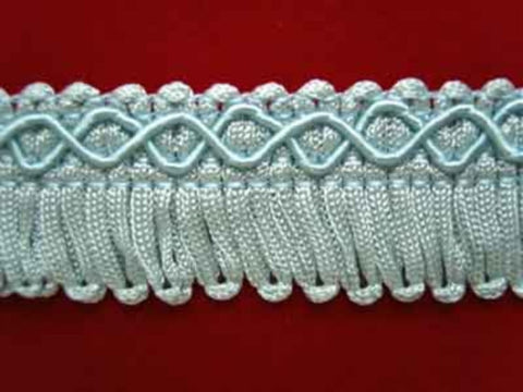 FT307 21mm Sky and Saxe Blue Looped Fringe on a Decorated Braid - Ribbonmoon