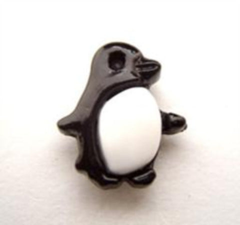 B15513 17mm Black and White Penguin Shaped Novelty Shank Button