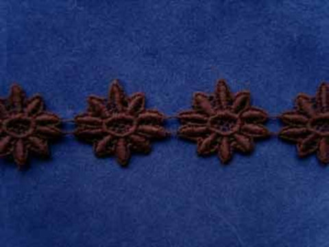 DT29 25mm Dark Chocolate Brown Daisy Lace Trim - Ribbonmoon