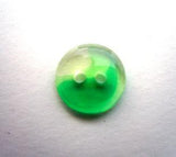 B13328 12mm Clear 2 Hole Button with Bright Green and Emerald Tint - Ribbonmoon