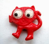 B8970 18mm Red Cat Shape Novelty Shank Button with Wobbly Eyes - Ribbonmoon