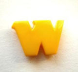 B7098 16mm Letter W Alphabet Shank Button Yellow