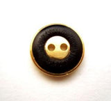 B13918 15mm Black and Gilded Gold Poly 2 Hole Button - Ribbonmoon
