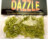 BEAD09 6mm Light Green Bugle Beads Size 3 - Ribbonmoon