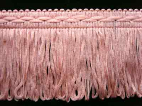 FT1134 72mm Rose Pink Looped Fringe on a Decorated Braid - Ribbonmoon