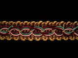 FT328 12mm Pale Mid Brown, Burgundy, Pink and Jade Bradi Trimming - Ribbonmoon