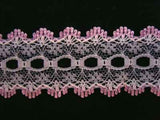 L360 35mm White and Tea Rose Pink Knitting in or Eyelet Lace - Ribbonmoon