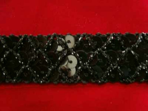 SQBRAID54 22mm Black Sequin Braid - Ribbonmoon