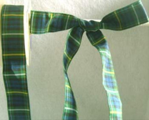 R5304 26mm Navy-Green-Yellow-White-Black Polyester Tartan Ribbon