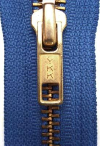 Z4063 YKK 15cm Deep Dusky Blue Closed End No.5 Zip with Brass Teeth - Ribbonmoon