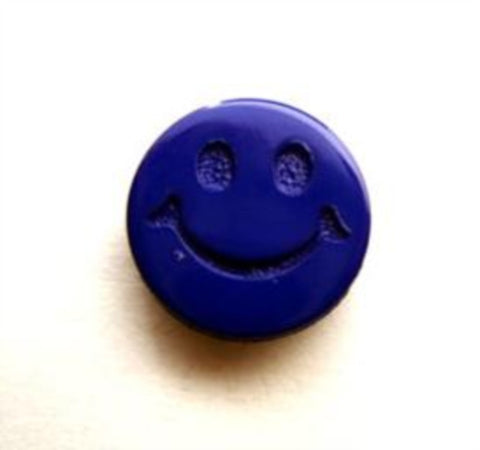 B14319 15mm Purple Blue Smiley Face Design Novelty Shank Button - Ribbonmoon