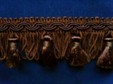 FT563 4cm Dark Browns Tassel Fringe on a Decorated Braid - Ribbonmoon