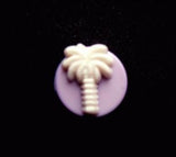 B10994 12mm Lilac and White Matt Palm Tree Design Shank Button - Ribbonmoon